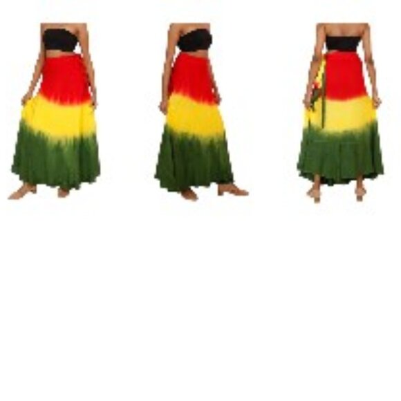 JAMAICAN RASTA TIE DYE WRAP SKIRT - Picture 3 of 3
